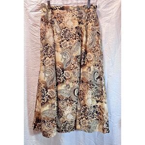Koret Petite Vintage Skirt 90's Cottagecore Gold Cream Paisley Max Modest 14p 14